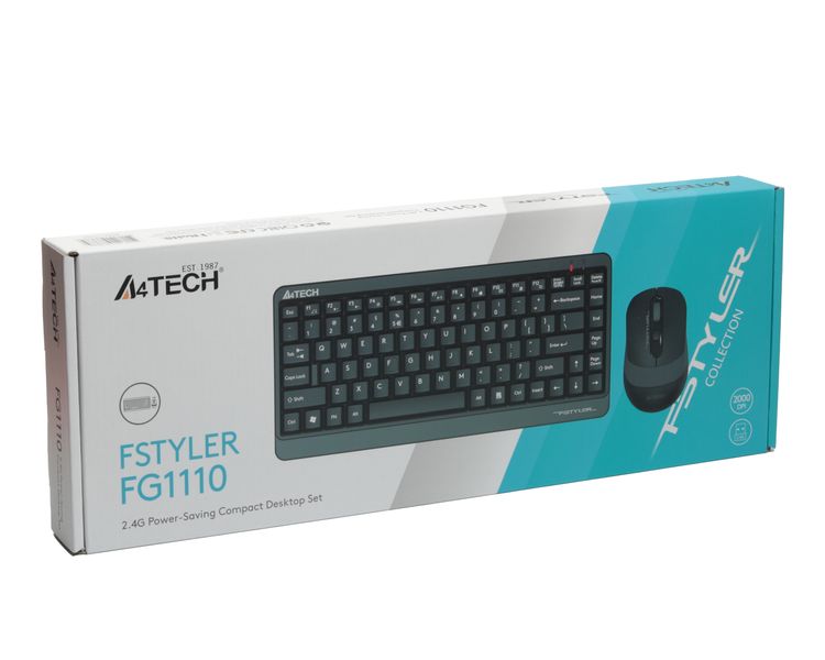 A4Tech Fstyler FG1110, комплект бездротовий клавіатура з мишою, сірий колір FG1110 (Grey) 1606195 фото