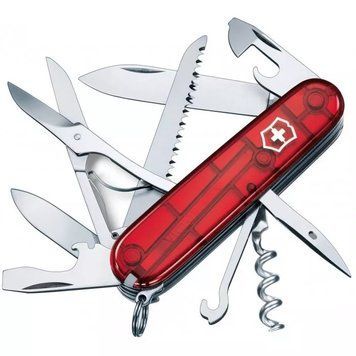 Швейцарський ніж Victorinox Huntsman 91 мм 15 функцій Червоний напівпрозорий у блістері (1.3713.TB1) V77552947 фото