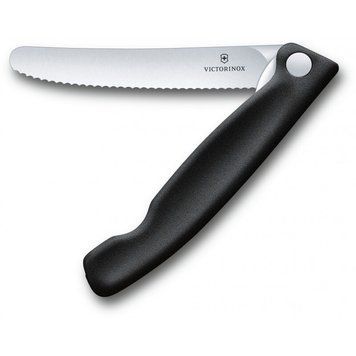 Нож кухонный складной Victorinox SwissClassic 11 см Серрейтор скругленный Черный блистер 6.7833.FB 4009021 фото