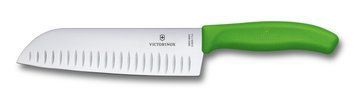 Нож кухонный Victorinox SwissClassic Santok Fluted 17 cм Зеленый блистер 6.8526.17L4B 4000489 фото