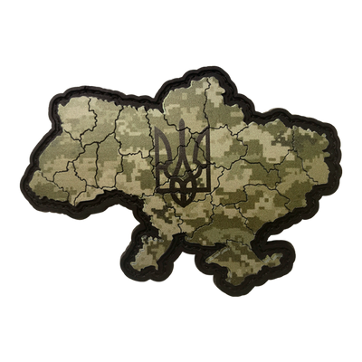 Шеврон карта Украины - фон пиксель - Герб Украины ПВХ 05.001.05 фото