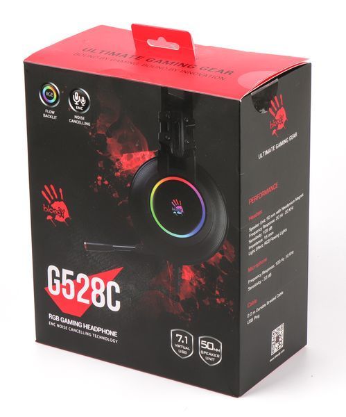 Гарнітура ігрова Bloody G528C з підсвічуванням, USB G528C Bloody (Black) 1604188 фото