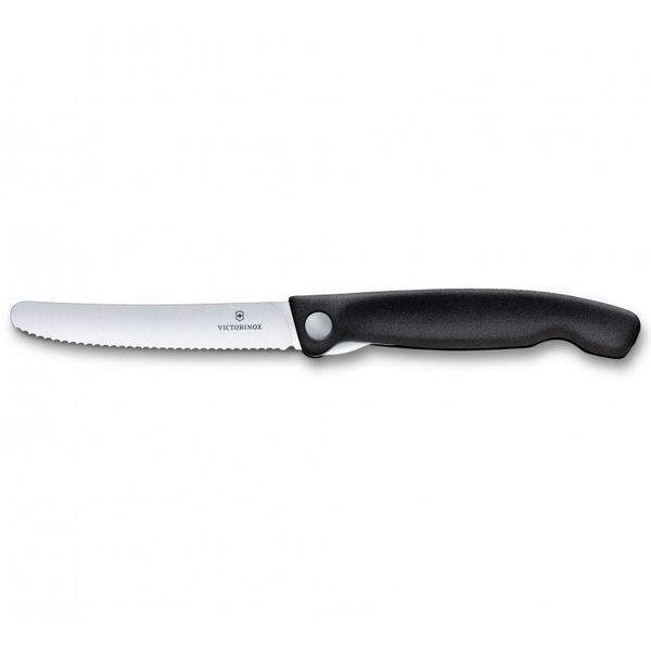 Ніж кухонний складний Victorinox SwissClassic 11 см Серрейтор заокруглений Чорний блістер 6.7833.FB 4009021 фото