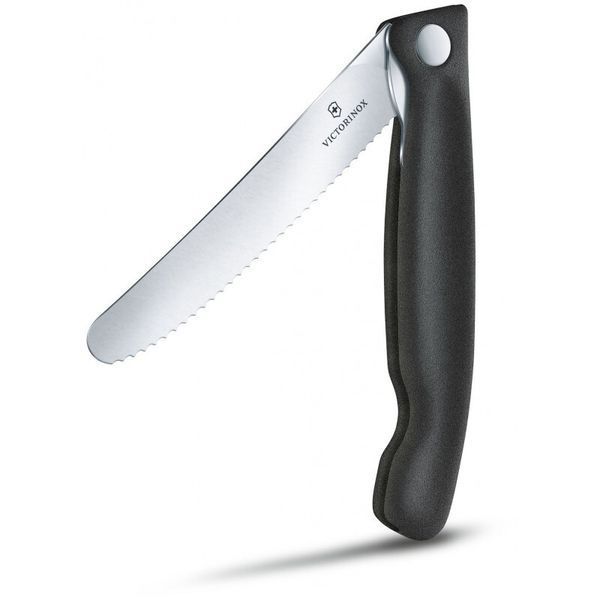 Ніж кухонний складний Victorinox SwissClassic 11 см Серрейтор заокруглений Чорний блістер 6.7833.FB 4009021 фото