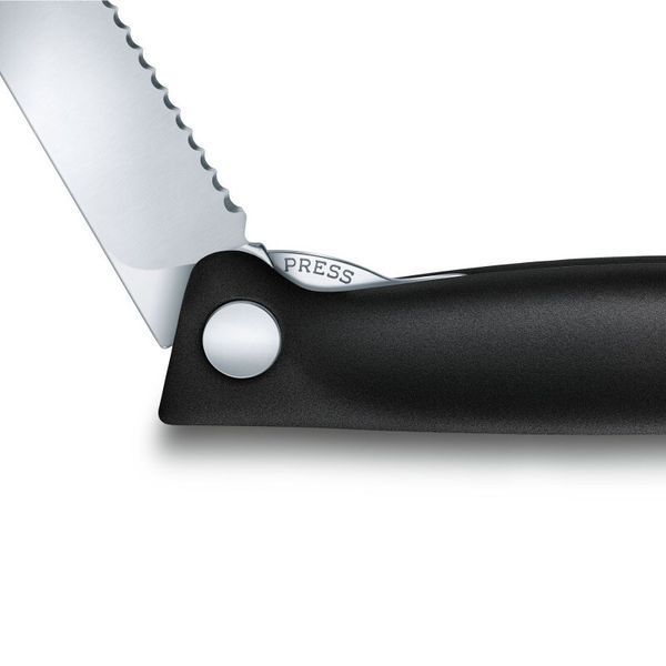 Ніж кухонний складний Victorinox SwissClassic 11 см Серрейтор заокруглений Чорний блістер 6.7833.FB 4009021 фото