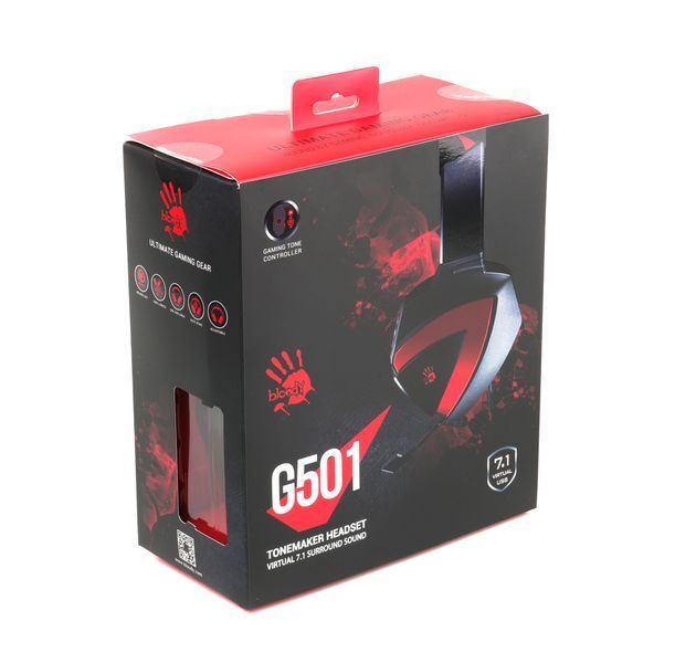 Навушники ігрові Bloody G501 з мікрофоном, чорні G501 Bloody (Black+Red) 0600215 фото