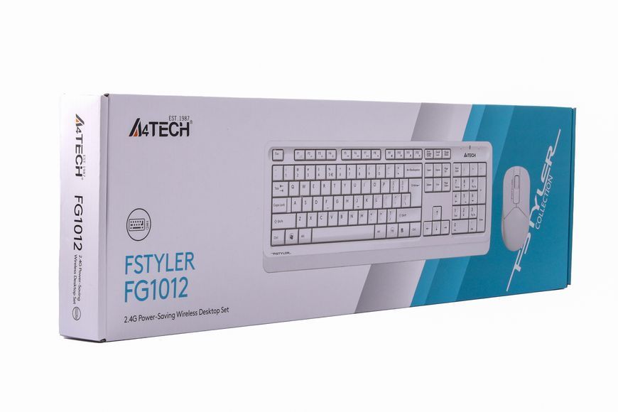 A4Tech Fstyler FG1012, комплект бездротовий клавіатура з мишою, колір білий FG1012 (White) 1605287 фото