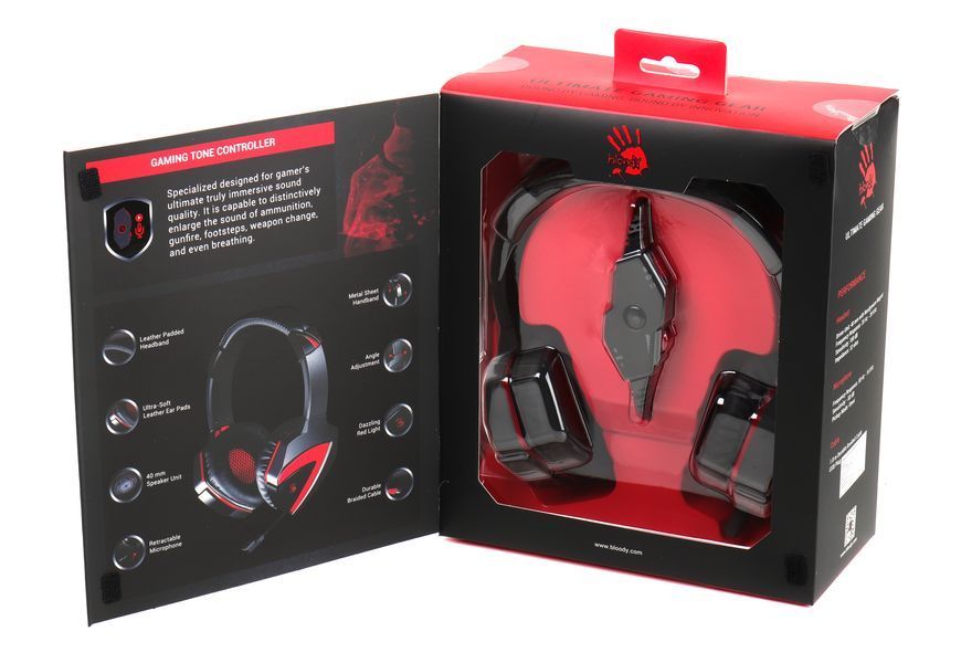 Навушники ігрові Bloody G501 з мікрофоном, чорні G501 Bloody (Black+Red) 0600215 фото