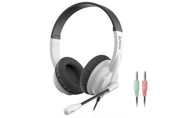 A4Tech HS-10 наушники с микрофоном и регулятором громкости, цвет черный+белый HS-10 (Black + White) 1605298 фото
