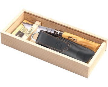 Ніж Opinel №8 Inox Оливкове дерево + Шкіряний чохол + Подарунковий пенал 001004 2047816 фото