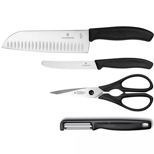 Набор кухонный 4 шт Victorinox SWISS Classic Kitchen Set 2 ножа, ножницы, овощечистка Iota подарочная коробка 6.7133.41G V77554380 фото