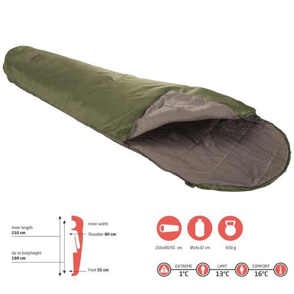 Спальний мішок Grand Canyon Whistler 190 13&deg;C Capulet Olive Left (340018) DAS302053 фото