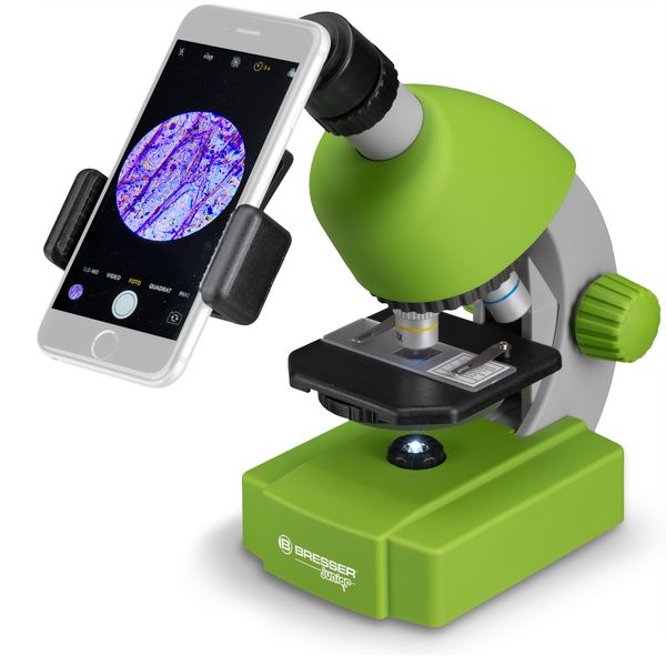 Микроскоп Bresser Junior 40x-640x Green с набором для опытов и адаптером для смартфона (8851300B4K000) 923040 фото