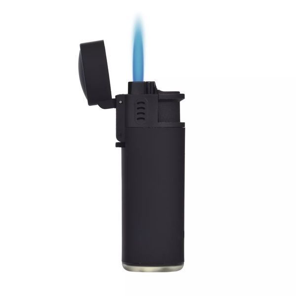 Газова запальничка п'єзо турбо Champ Prof Full Black Rubber Grenade Jetflame Чорна (40804680) V77550596 фото