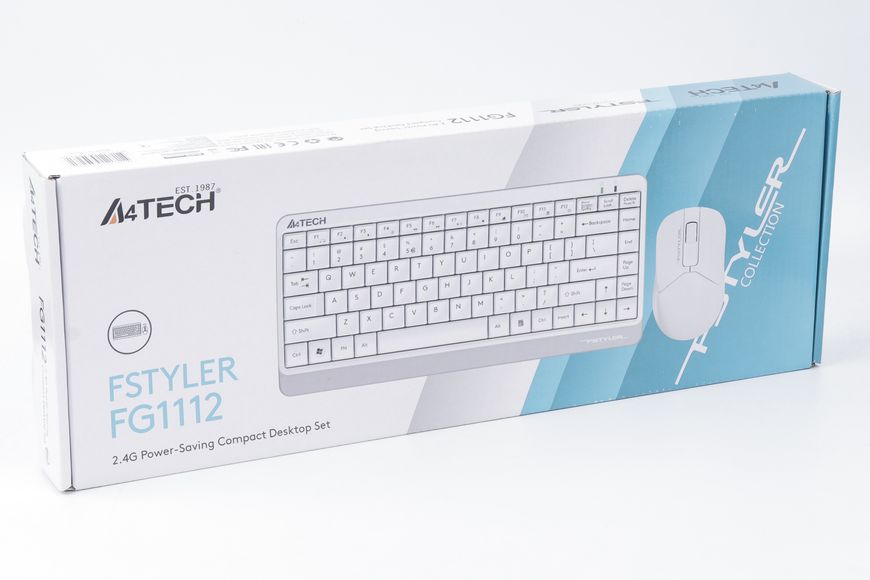 A4Tech Fstyler FG1112, комплект бездротовий клавіатура з мишою, білий колір FG1112 (White) 1605454 фото