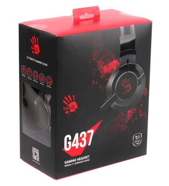 Гарнітура ігрова Bloody G437 з підсвічуванням, чорний колір, USB G437 Bloody (Black) 1604193 фото