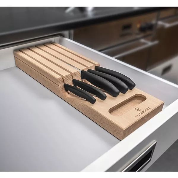 Набор кухонных ножей и подставки Victorinox Swiss Classic In-Drawer 6 предметов Черные (6.7143.5) V77551900 фото