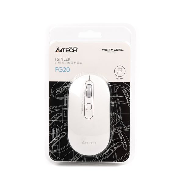 Мышь беспроводная A4Tech Fstyler FG20 (White), USB, цвет белый FG20 (White) 1604840 фото