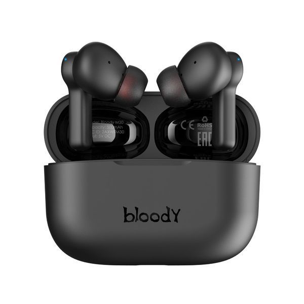Наушники вакуумные вкладыши Bloody M30, беспроводные, цвет черный с красным. M30 Bloody (Black+Red) 1605215 фото