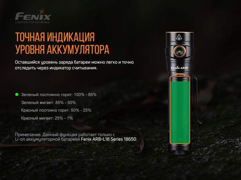 Фонарь ручной Fenix ​​LD30 с аккумулятором (ARB-L18-3400) 63879 фото