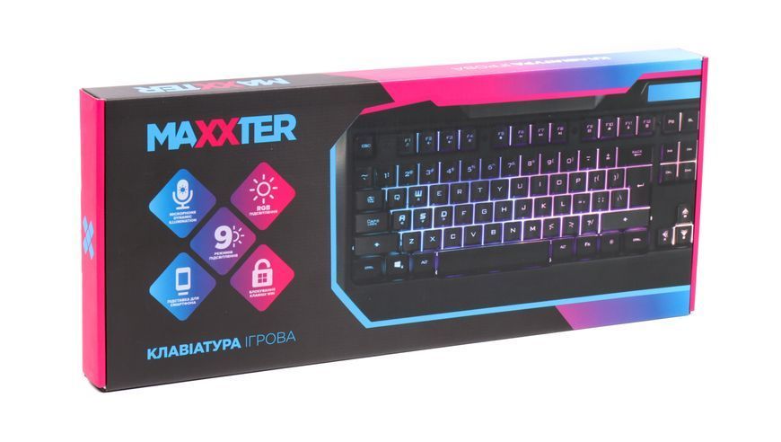 Ігрова клавіатура Maxxter KBG-201-UL, з підсвітленням, чорного кольору KBG-201-UL 1603544 фото