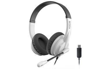 A4Tech HU-10 наушники с микрофоном и регулятором громкости, цвет черный+белый HU-10 (Black + White) 1605300 фото