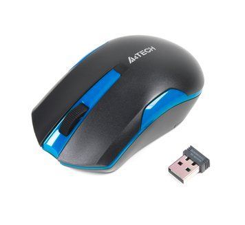 Миша A4Tech G3-200 N USB V-Track , бездротова, 1000dpi, чорна+ блакитний G3-200N (Black+Blue) 0202864 фото