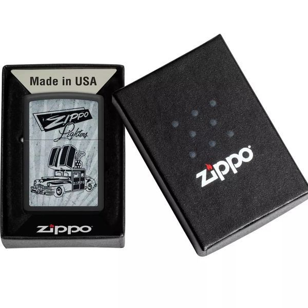 Запальничка Zippo 218 Car Ad Design Чорно-сіра 48572 V77550479 фото