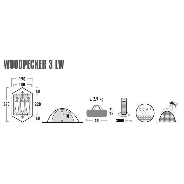 Палатка High Peak Woodpecker 3 LW Pesto/Red (10195) 929192 фото