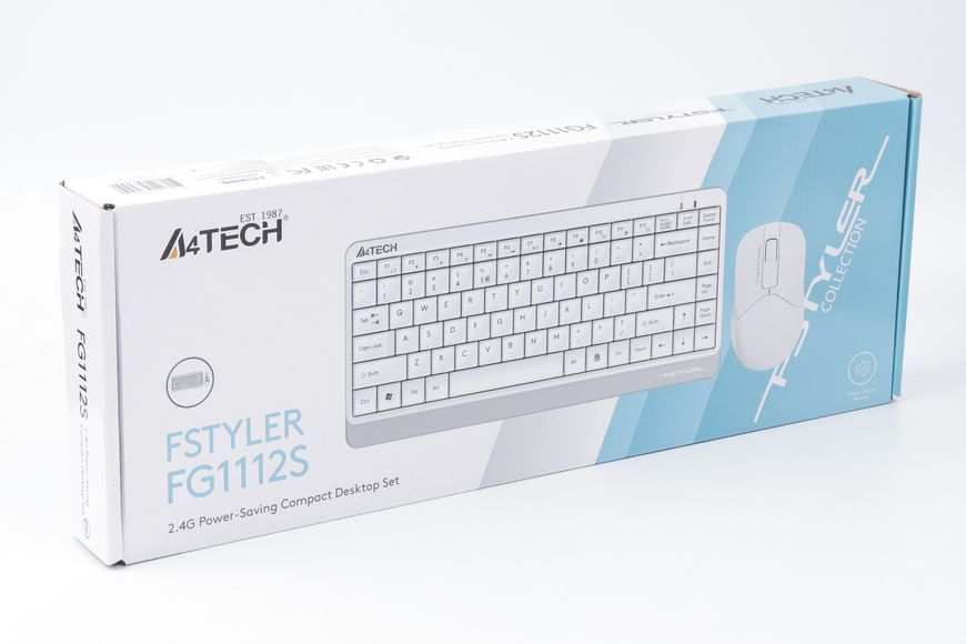 A4Tech Fstyler FG1112S, комплект беспроводной клавиатуры с мышью, белый цвет FG1112S (White) 1605456 фото