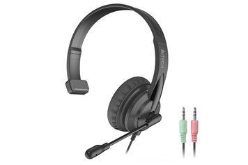 A4Tech HS-11 наушники с микрофоном и регулятором громкости, цвет черный HS-11 (Black) 1605301 фото