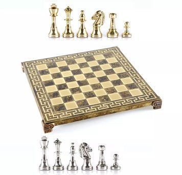 Шахматы Manopoulos Classic Metal Staunton Chess set with Gold Silver бронза Cheі 36х36 см (S34MBRO) V77553418 фото