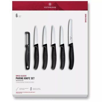 Набір для чистки овочів 6 шт Victorinox Swiss Classic Paring Set 5 ножів, овочечистка, Чорний, подарункова коробка 6.7113.61G V77554373 фото