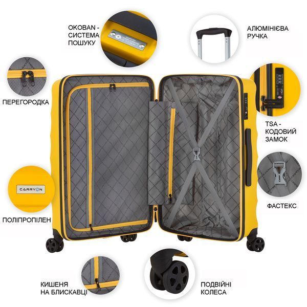Валіза CarryOn Porter (M) Yellow (502457) 930035 фото