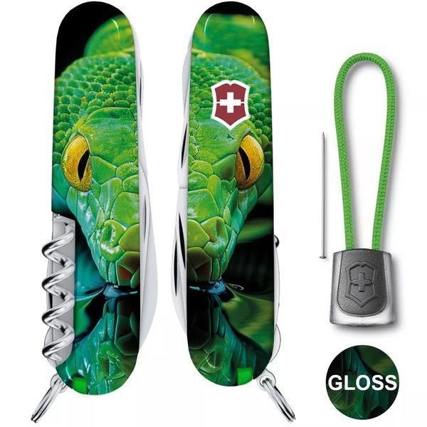 Швейцарский нож Victorinox Huntsman Zodiac Черный Зеленая деревянная змея 1.3713.3_Z4310pk V77554188 фото