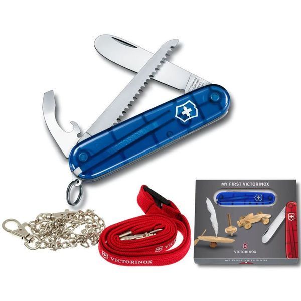 Швейцарский нож Victorinox My First Victorinox (0.2373.T2) Синий + цепочка + шнурок 4001071 фото