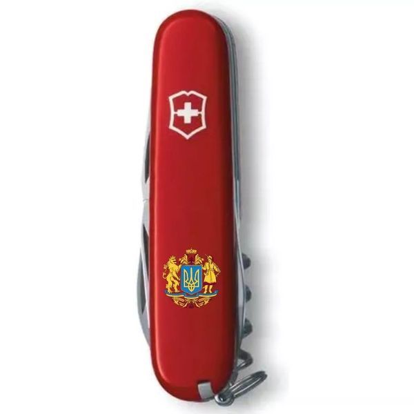 Швейцарський ніж Victorinox Spartan Ukraine 91мм 12функцій Червоний Великий Герб України (1.3603_T0400u) V77553046 фото