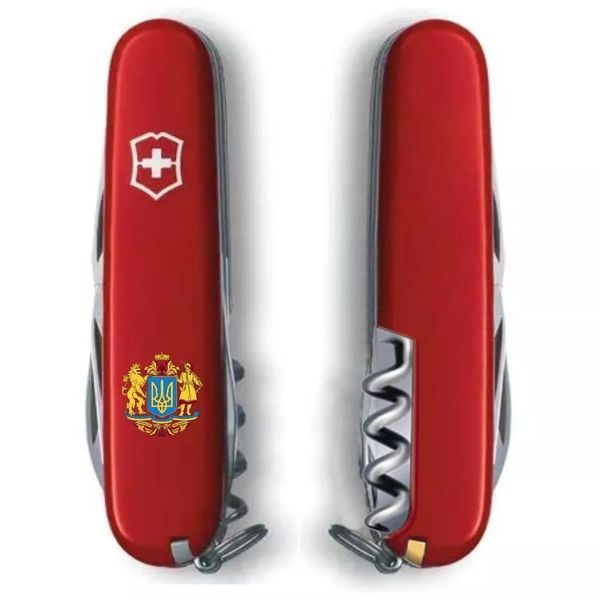 Швейцарський ніж Victorinox Spartan Ukraine 91мм 12функцій Червоний Великий Герб України (1.3603_T0400u) V77553046 фото