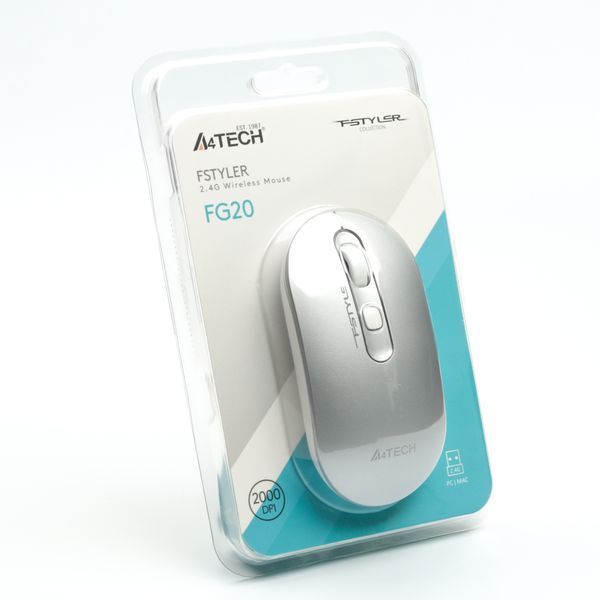 Миша бездротова A4Tech Fstyler FG20 (Icy White), USB, колір сріблястий FG20 (Icy White) 1606200 фото