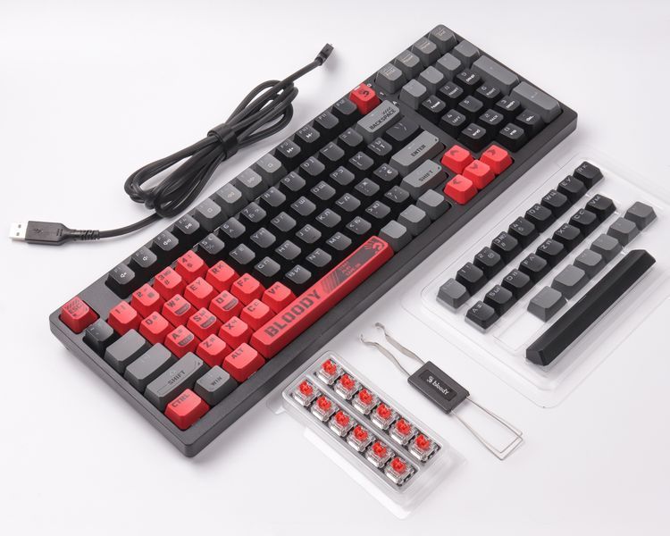 Механическая клавиатура A4Tech Bloody S98, красные светящиеся, RGB подсветка клавиш, USB, черно-красный S98 Bloody (Sports Red) 1605969 фото