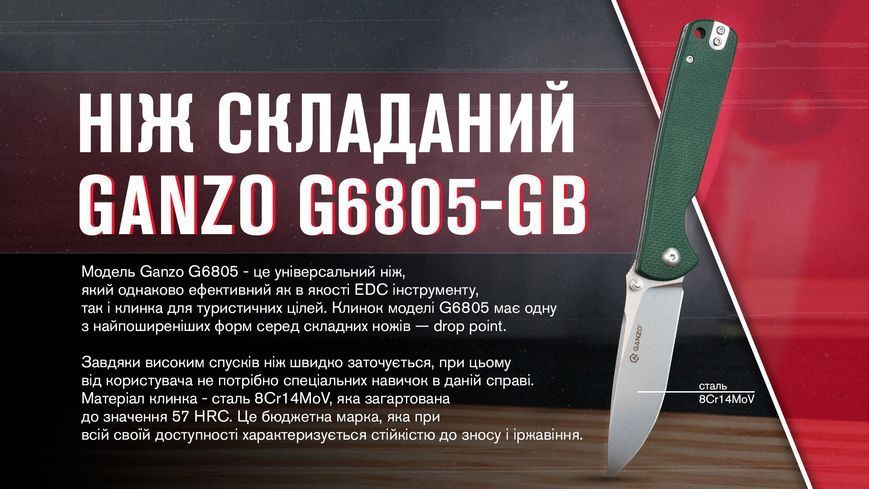Ніж Ganzo G6805-GB Синьо-Зелений 93881 фото