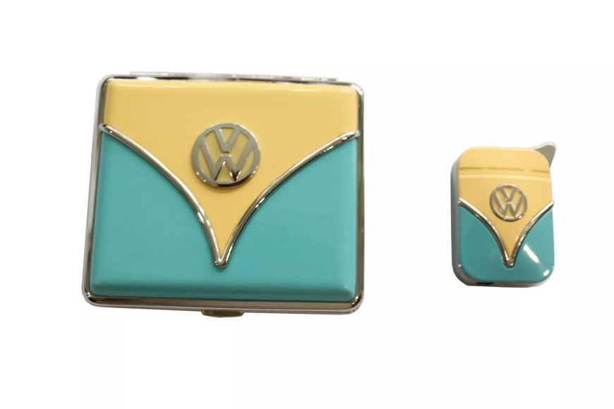 Набір портсигар та газова запальничка Licences VW Giftset Lighter&Cigarette Case Жовто-блакитний (40610066YEBLU) V77551981 фото