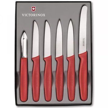 Набор кухонных овощных ножей Victorinox Paring Set 6 шт Красный (5.1111.6) V77551905 фото