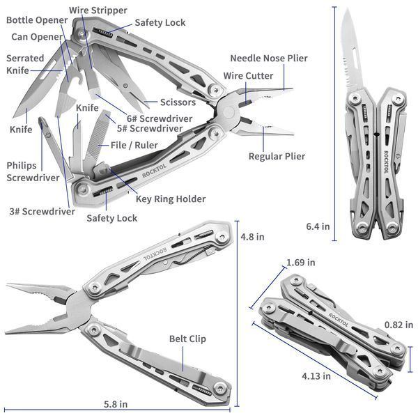 Мультитул Rocktol SK03 16-в-1 с нейлоновым чехлом SK03 4009006 фото