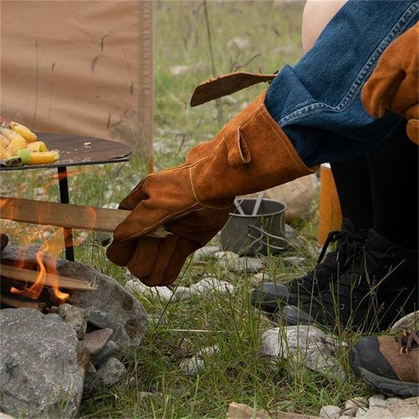 Рукавички вогнестійкі шкіряні Naturehike NH20FS042, розмір L, коричневі 85579 фото