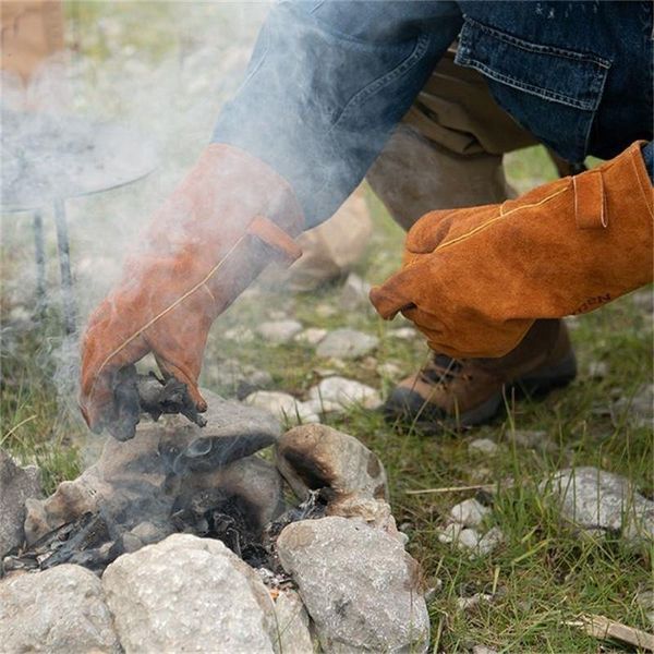 Рукавички вогнестійкі шкіряні Naturehike NH20FS042, розмір L, коричневі 85579 фото