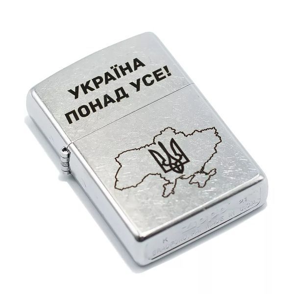 Запальничка Zippo Street Chrome 207 з гравіюванням Україна понад усе Срібляста 207 P V77550559 фото