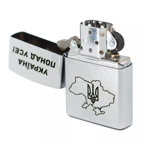 Запальничка Zippo Street Chrome 207 з гравіюванням Україна понад усе Срібляста 207 P V77550559 фото