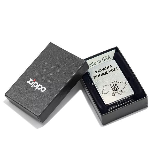 Запальничка Zippo Street Chrome 207 з гравіюванням Україна понад усе Срібляста 207 P V77550559 фото