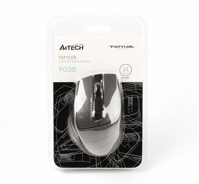 Миша бездротова A4Tech Fstyler FG30 (Grey), USB, колір чорний+сірий FG30 (Grey) 1604196 фото
